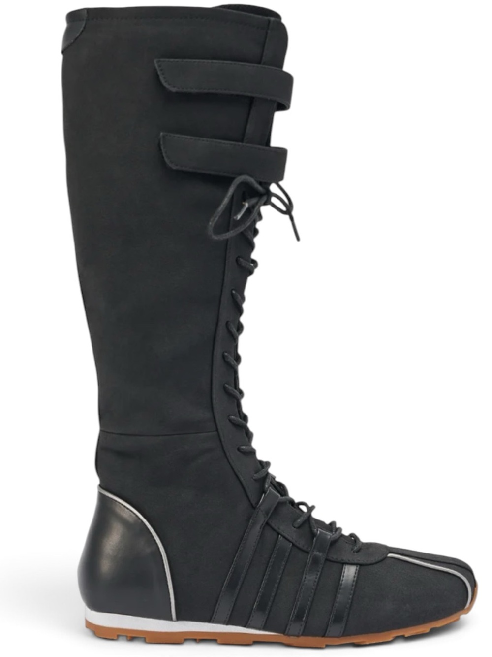AZALEA WANG OZZY BLACK FLAT SNEAKER Lace-Up Knee-High Fashion Boots - Picture 1 of 8